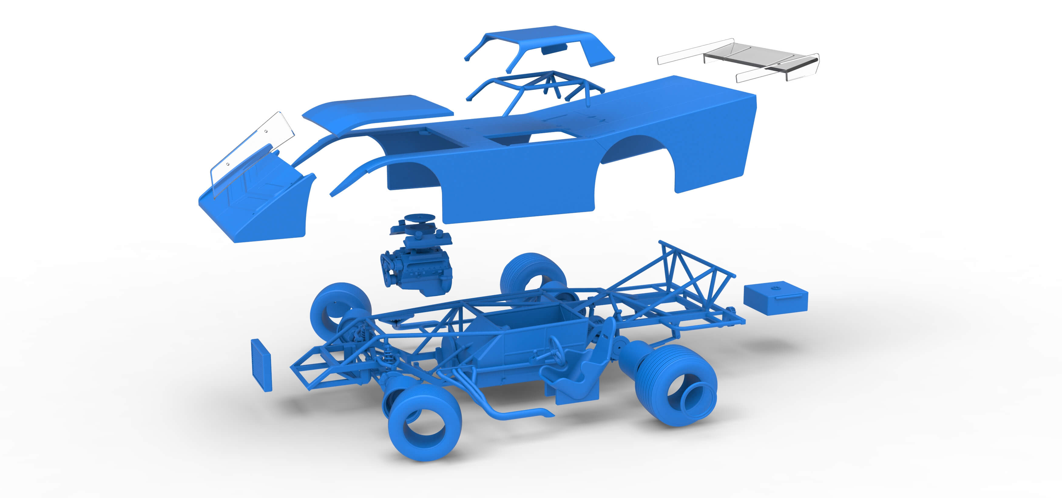 Vintage Dirt Late Model Race Car V5 While Turning Scale 1:25